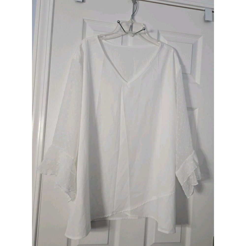Unbranded Womans 3/4 Blouse Size 4XL White Lace